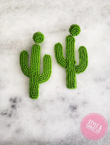 Beaded Cactus Earrings - Style & Grace Co