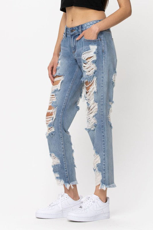 Fraternel Dames Jeans Spijkerbroek Boyfriend used relaxed fit Blauw XXL Fraternel Dames Jeans Spijkerbroek Boyfriend used relaxed fit Blauw XXL