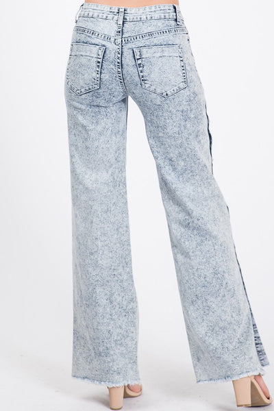 Karly Acid Wash Button Side Jeans - Style & Grace Co