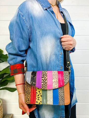 Flora Patchwork Leather and Hair on Hide Crossbody - Style & Grace Co