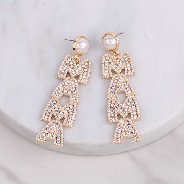 Mama Earrings with Pearl Stud - Style & Grace Co